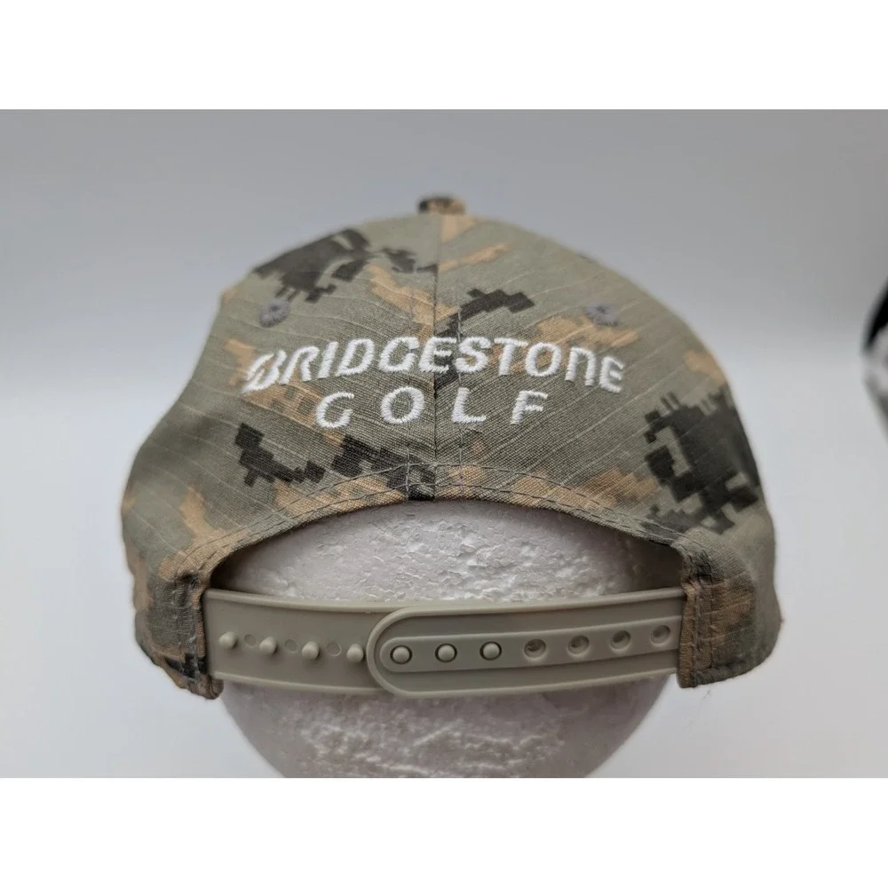 Bridgestone Golf Hat Men Digital Camo Ripstop Snapback American Flag Patch Brown